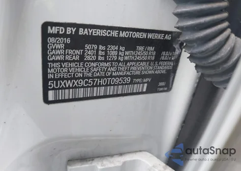 2017 BMW X3 xDrive28I from USA, damaged, VIN 5UXWX9C57H0T09539